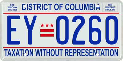 DC license plate EY0260