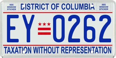 DC license plate EY0262