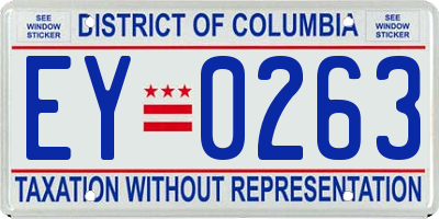 DC license plate EY0263