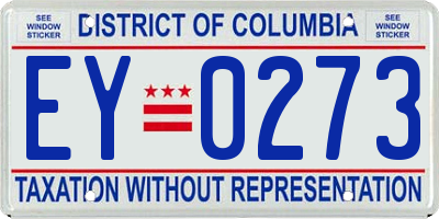 DC license plate EY0273