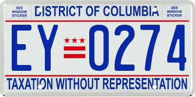 DC license plate EY0274