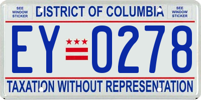 DC license plate EY0278