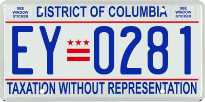 DC license plate EY0281