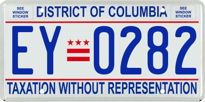 DC license plate EY0282