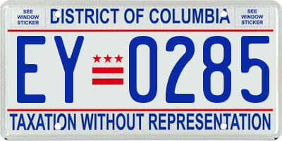 DC license plate EY0285