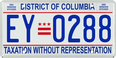 DC license plate EY0288