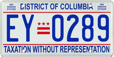 DC license plate EY0289