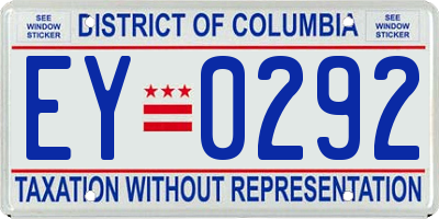 DC license plate EY0292