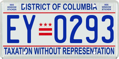 DC license plate EY0293