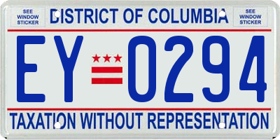 DC license plate EY0294