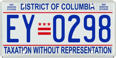 DC license plate EY0298