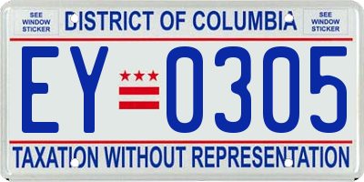 DC license plate EY0305