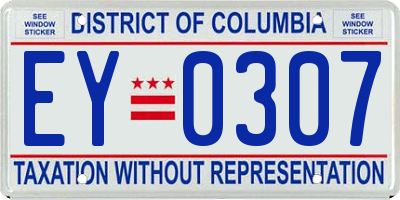 DC license plate EY0307