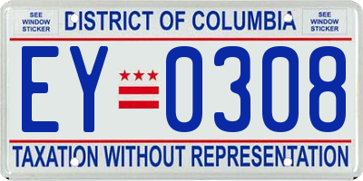 DC license plate EY0308