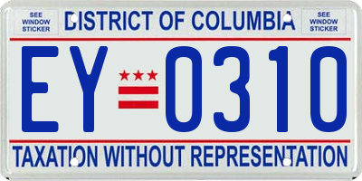 DC license plate EY0310