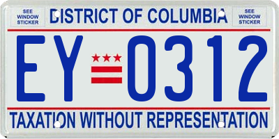 DC license plate EY0312