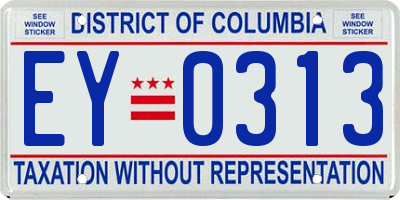 DC license plate EY0313