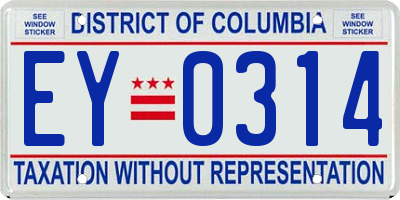 DC license plate EY0314