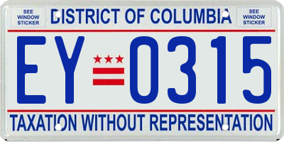 DC license plate EY0315