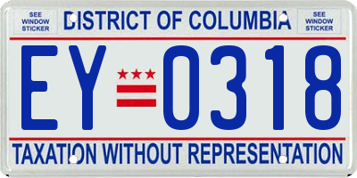 DC license plate EY0318