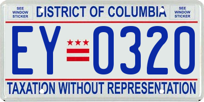 DC license plate EY0320