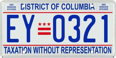 DC license plate EY0321