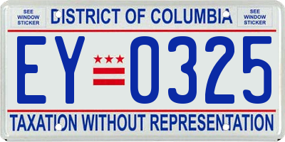 DC license plate EY0325