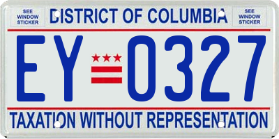 DC license plate EY0327