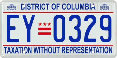 DC license plate EY0329