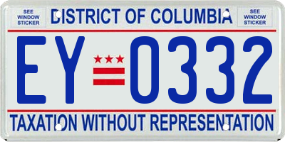 DC license plate EY0332