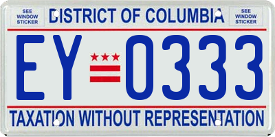 DC license plate EY0333