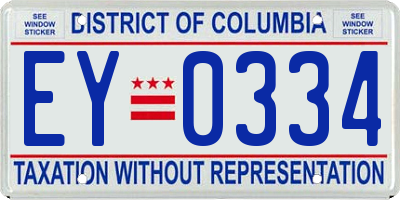 DC license plate EY0334