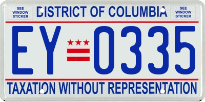 DC license plate EY0335