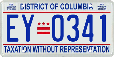 DC license plate EY0341