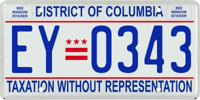 DC license plate EY0343