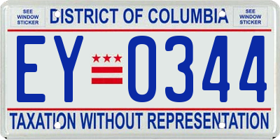 DC license plate EY0344