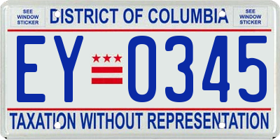 DC license plate EY0345