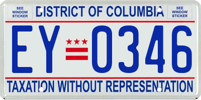 DC license plate EY0346