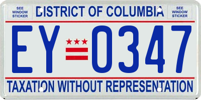 DC license plate EY0347