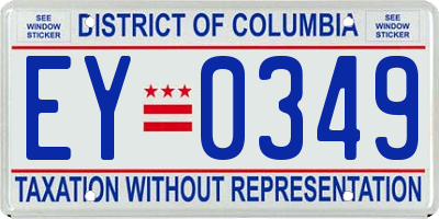 DC license plate EY0349