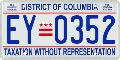 DC license plate EY0352