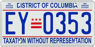 DC license plate EY0353