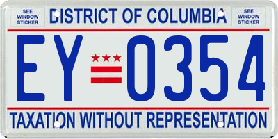 DC license plate EY0354