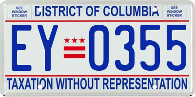 DC license plate EY0355