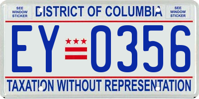 DC license plate EY0356