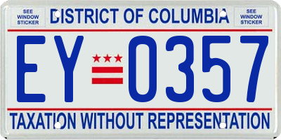 DC license plate EY0357