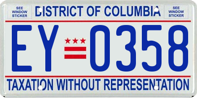 DC license plate EY0358