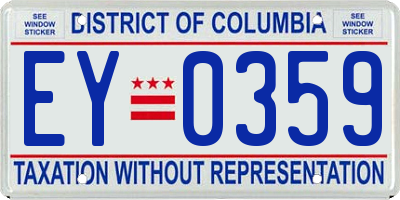 DC license plate EY0359