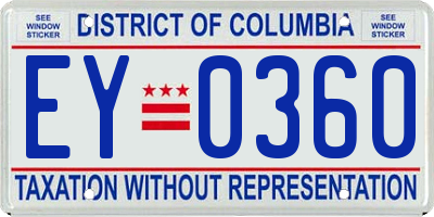 DC license plate EY0360