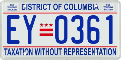 DC license plate EY0361